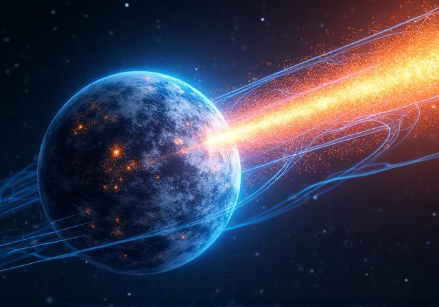 Rappresentazione scientifica dell'interazione tra venti solari e magnetosfera